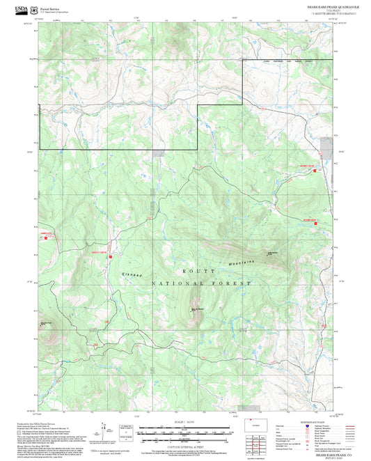 2025 Forest Service Topo Map of Bears Ears Peaks Colorado