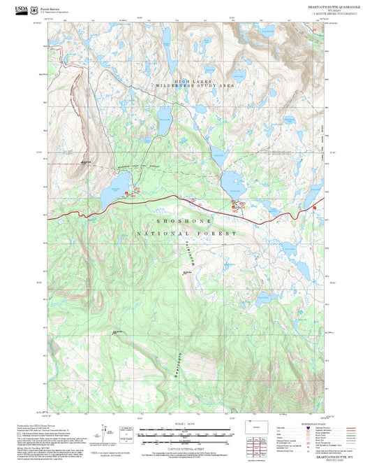 2025 Forest Service Topo Map of Beartooth Butte Wyoming