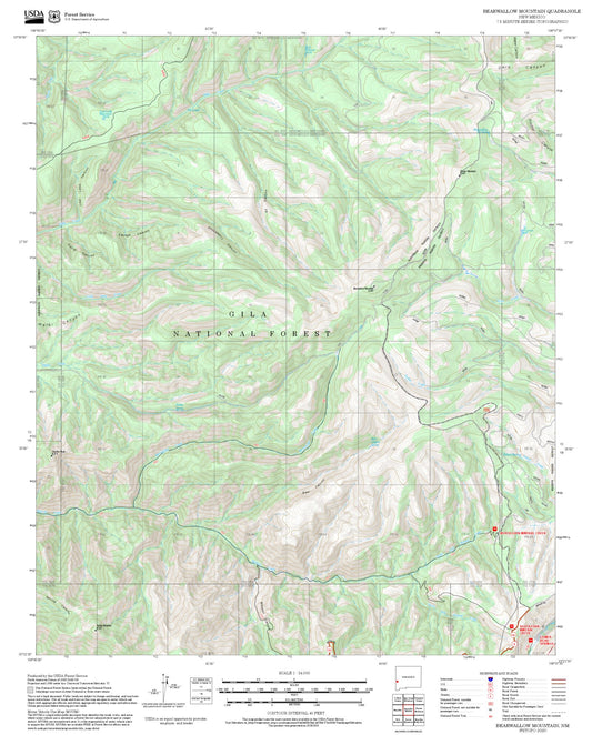 2025 Forest Service Topo Map of Bearwallow Mountain New Mexico