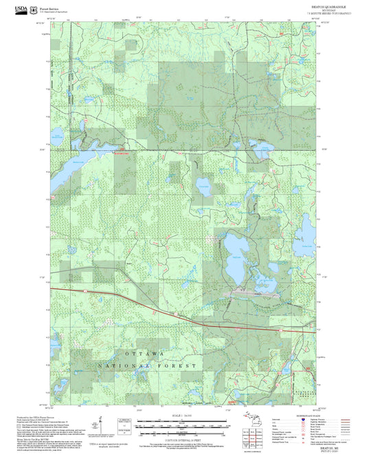 2025 Forest Service Topo Map of Beaton Michigan