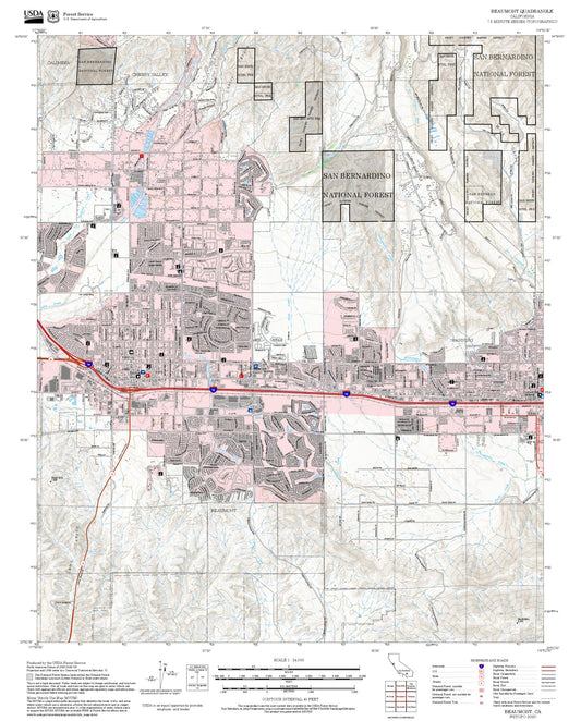 2025 Forest Service Topo Map of Beaumont California