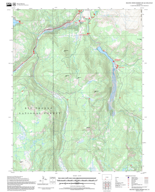 2025 Forest Service Topo Map of Beaver Creek Reservoir Colorado