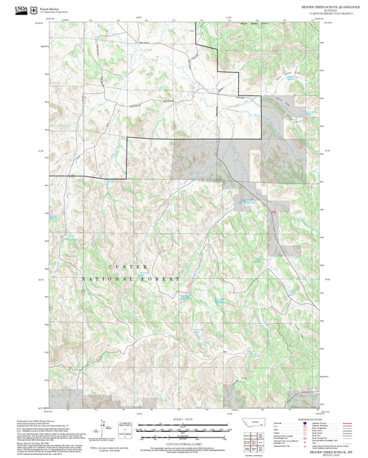 2025 Forest Service Topo Map of Beaver Creek School Montana