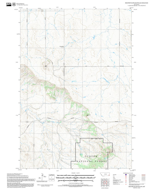 2025 Forest Service Topo Map of Beaver Flats South Montana