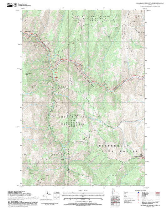 2025 Forest Service Topo Map of Beaver Jack Mountain Idaho