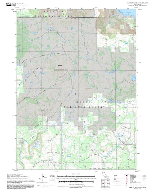 2025 Forest Service Topo Map of Beaver Mountain California