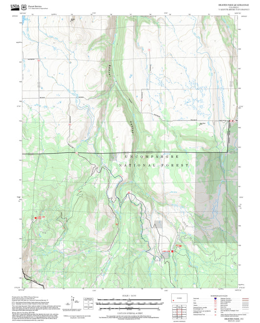 2025 Forest Service Topo Map of Beaver Park Colorado