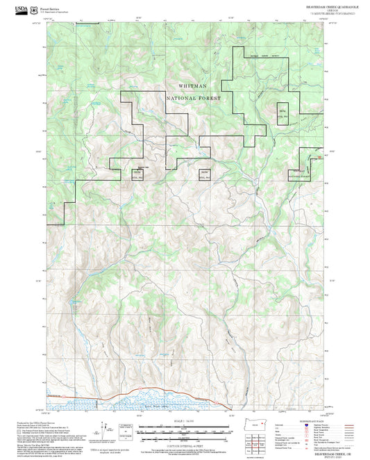 2025 Forest Service Topo Map of Beaverdam Creek Oregon