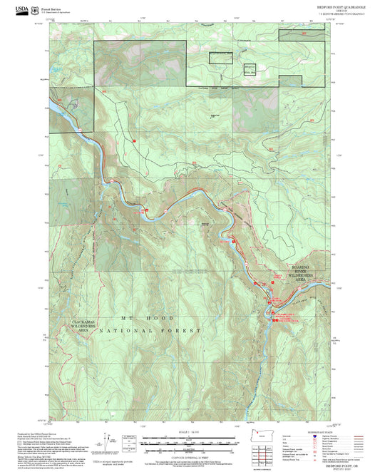 2025 Forest Service Topo Map of Bedford Point Oregon