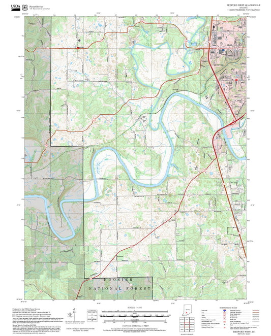 2025 Forest Service Topo Map of Bedford West Indiana