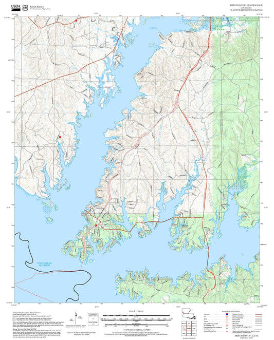 2025 Forest Service Topo Map of Beech Bayou Louisiana