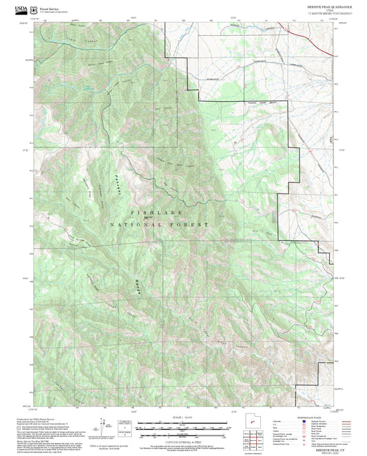 2025 Forest Service Topo Map of Beehive Peak Utah