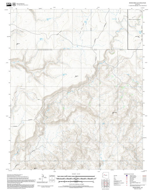 2025 Forest Service Topo Map of Behm Mesa Arizona