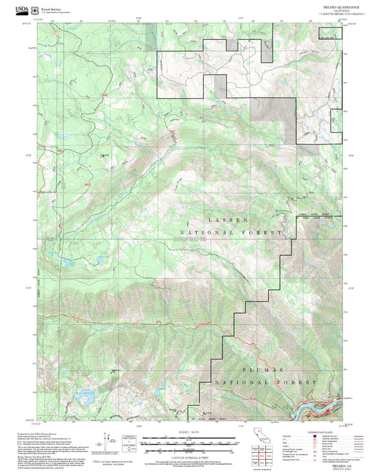 2025 Forest Service Topo Map of Belden California