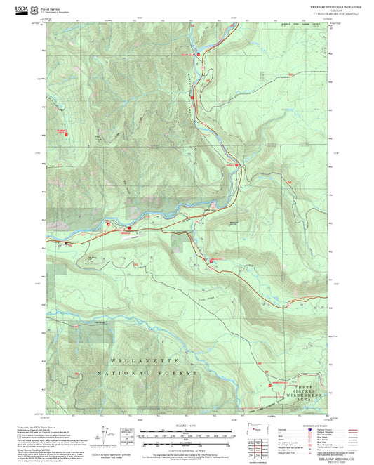 2025 Forest Service Topo Map of Belknap Springs Oregon