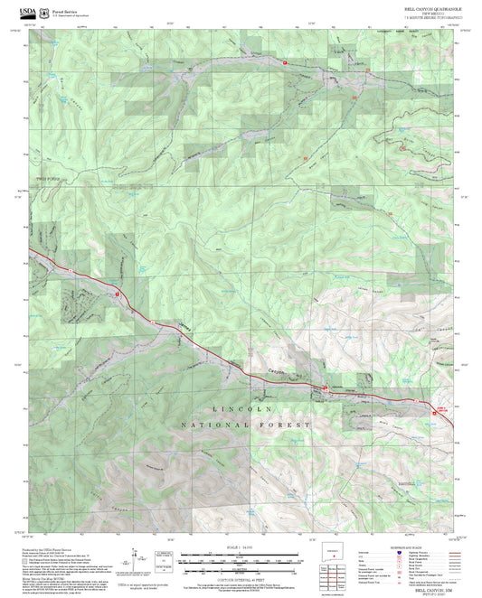 2025 Forest Service Topo Map of Bell Canyon New Mexico