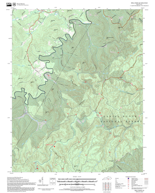 2025 Forest Service Topo Map of Bell Farm Kentucky