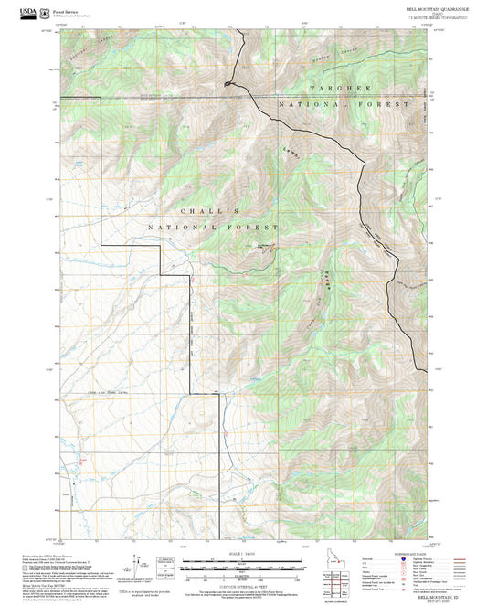2025 Forest Service Topo Map of Bell Mountain Idaho