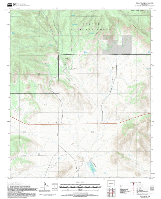 2025 Forest Service Topo Map of Bell Peak New Mexico