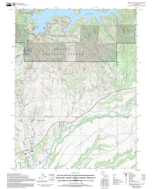 2025 Forest Service Topo Map of Bella Vista California