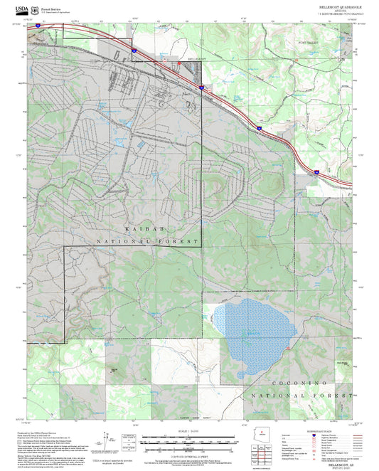 2025 Forest Service Topo Map of Bellemont Arizona