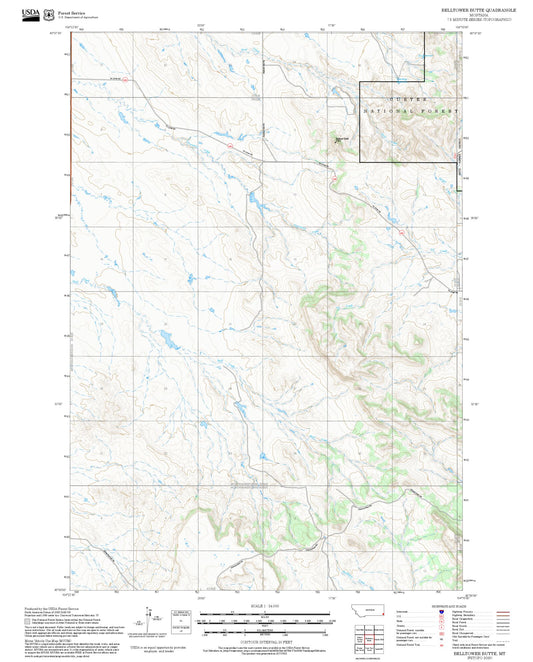 2025 Forest Service Topo Map of Belltower Butte Montana