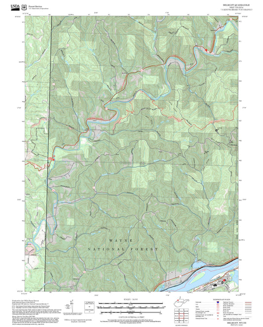 2025 Forest Service Topo Map of Belmont West Virginia