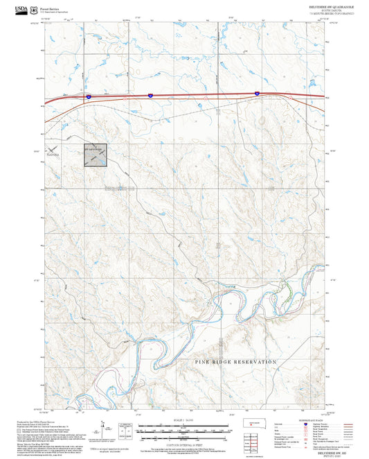 2025 Forest Service Topo Map of Belvidere SW South Dakota