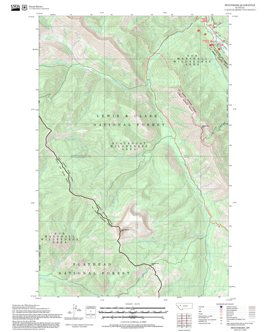 2025 Forest Service Topo Map of Benchmark Montana
