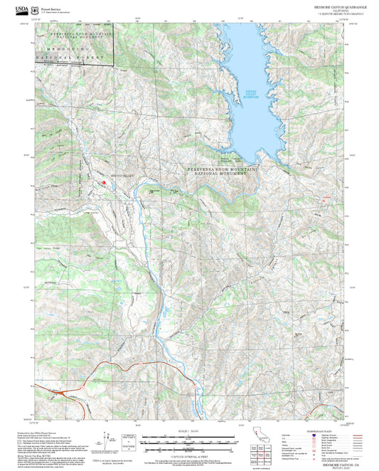 2025 Forest Service Topo Map of Benmore Canyon California