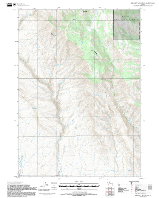 2025 Forest Service Topo Map of Bennett Mountain Idaho