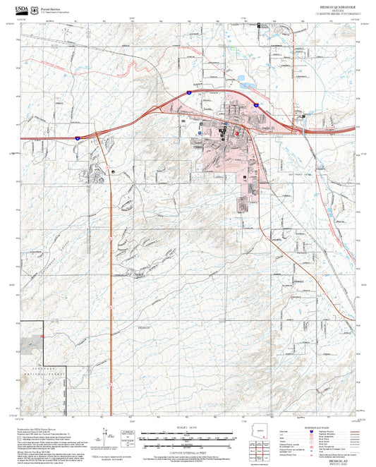 2025 Forest Service Topo Map of Benson Arizona