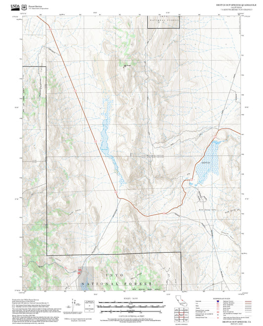 2025 Forest Service Topo Map of Benton Hot Springs California