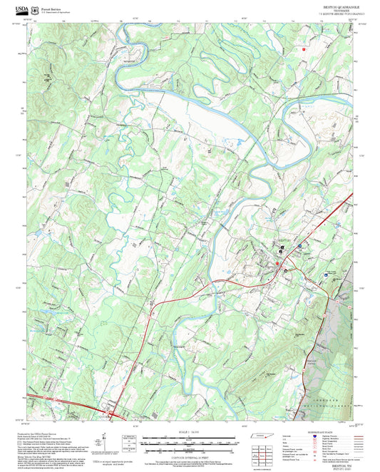 2025 Forest Service Topo Map of Benton Tennessee