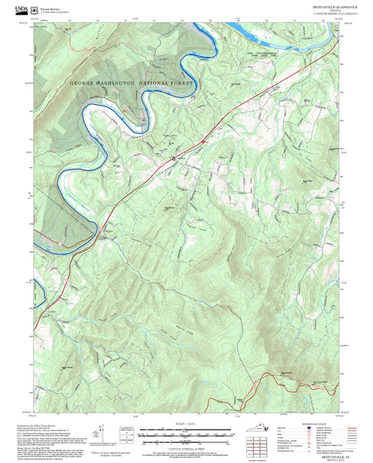 2025 Forest Service Topo Map of Bentonville Virginia