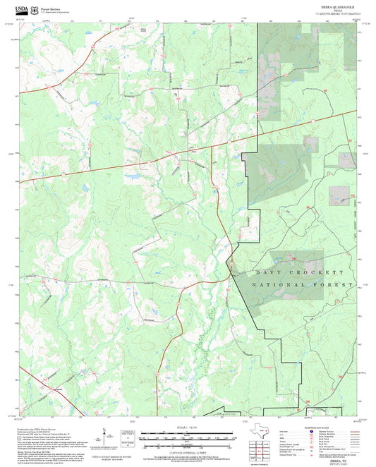 2025 Forest Service Topo Map of Berea Texas