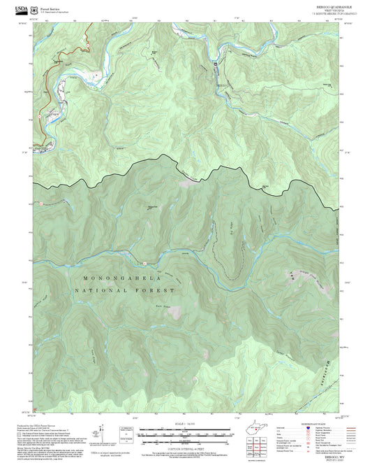 2025 Forest Service Topo Map of Bergoo West Virginia