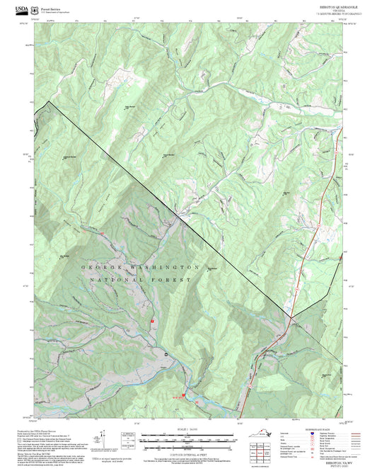 2025 Forest Service Topo Map of Bergton Virginia