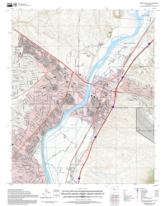 2025 Forest Service Topo Map of Bernalillo New Mexico