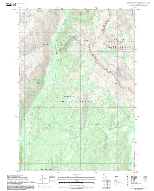 2025 Forest Service Topo Map of Bernard Mountain Idaho
