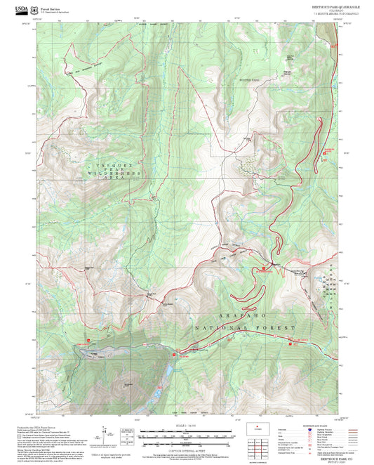 2025 Forest Service Topo Map of Berthoud Pass Colorado