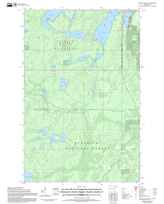 2025 Forest Service Topo Map of Beth Lake Minnesota