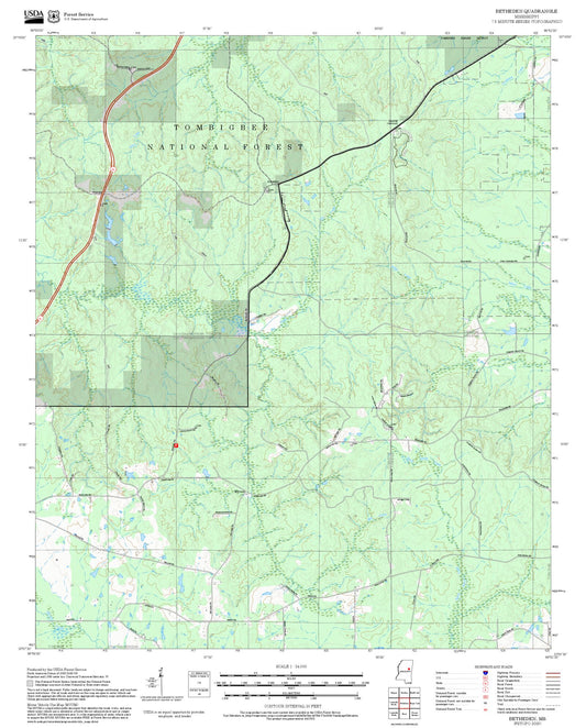 2025 Forest Service Topo Map of Betheden Mississippi
