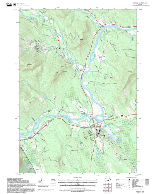 2025 Forest Service Topo Map of Bethel Maine