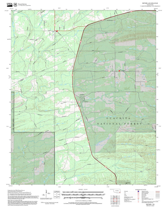 2025 Forest Service Topo Map of Bethel Oklahoma
