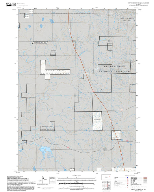 2025 Forest Service Topo Map of Betty Reservoir Wyoming