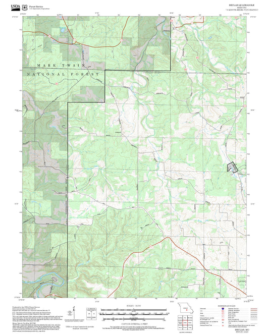 2025 Forest Service Topo Map of Beulah Missouri