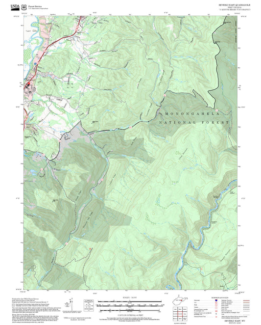2025 Forest Service Topo Map of Beverly East West Virginia