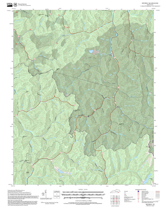 2025 Forest Service Topo Map of Beverly Kentucky