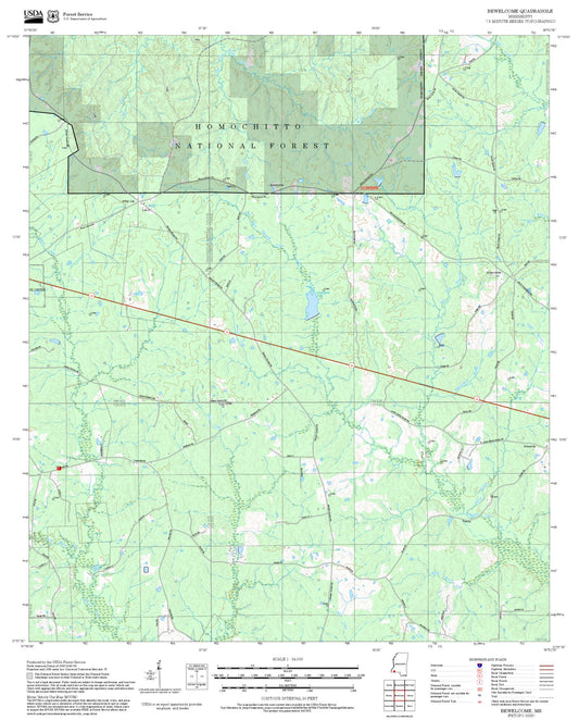 2025 Forest Service Topo Map of Bewelcome Mississippi